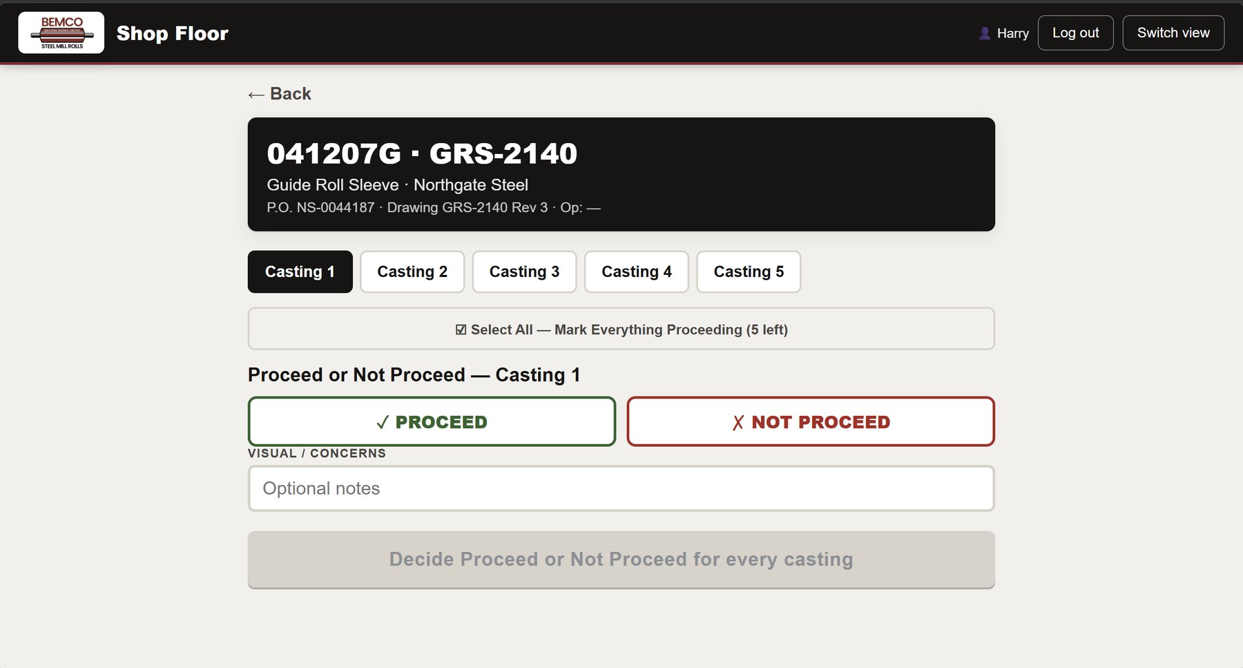 Casting screen