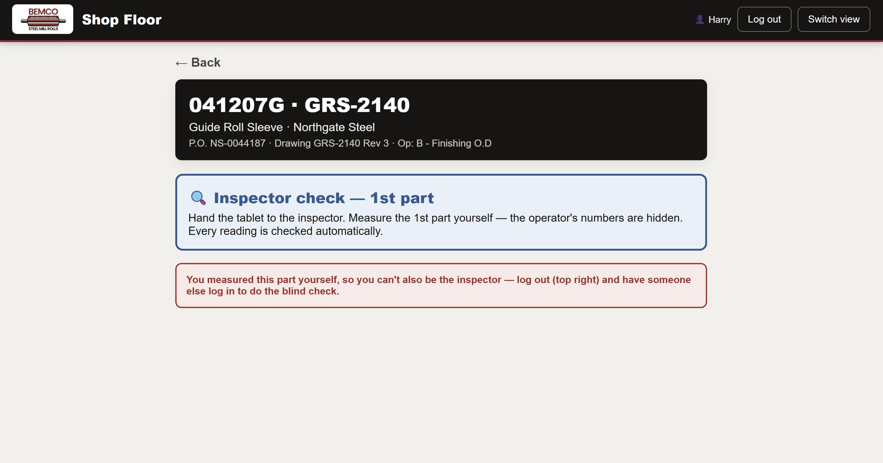 Self-inspection blocked